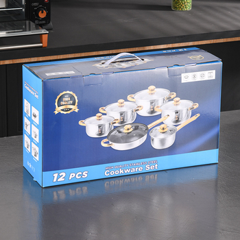 Σετ Μαγειρικών Σκευών Διασυνοριακής Χρήσης, Πολύχρωμο Σετ Αντικολλητικών Τηγανιών από Ανοξείδωτο Ατσάλι με Επίπεδο Πάτο, Κατσαρόλα Σούπας, Σετ Οικιακών 12 Τεμαχίων