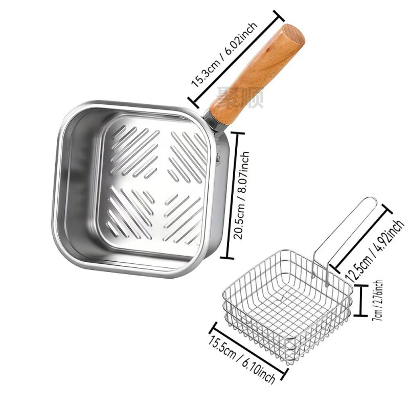 - Piiriülene Jaapani roostevabast terasest kandiline fritüür, majapidamises kasutatav piimapott, nuudlipott, kaasaskantav õues kasutatav tempurafritüür