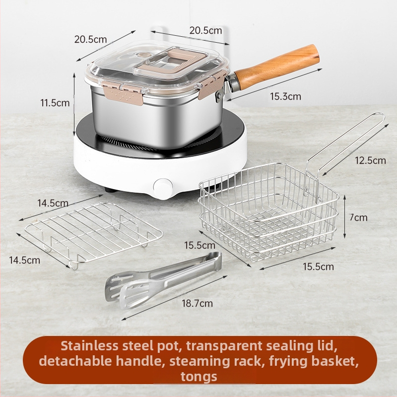 - Piiriülene Jaapani roostevabast terasest kandiline fritüür, majapidamises kasutatav piimapott, nuudlipott, kaasaskantav õues kasutatav tempurafritüür