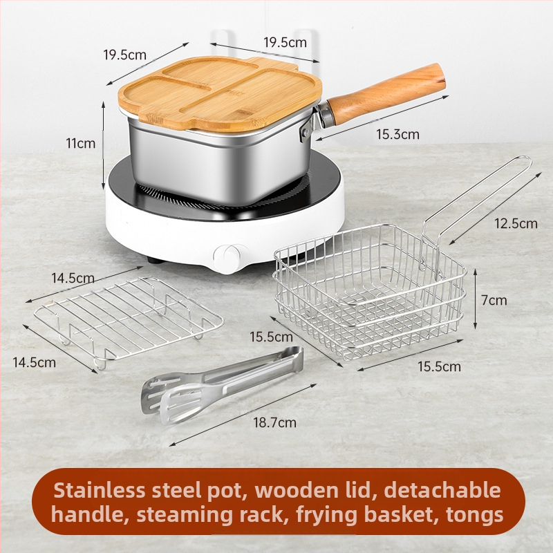 - Piiriülene Jaapani roostevabast terasest kandiline fritüür, majapidamises kasutatav piimapott, nuudlipott, kaasaskantav õues kasutatav tempurafritüür