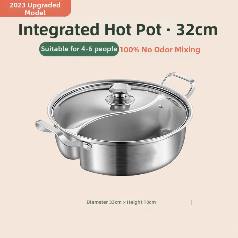 Vienos dalies „Yuanyang“ puodo indukcinė viryklė, universali karšto puodo buitinė didelė talpa, skalavimo puodas, sutankintas nerūdijančio plieno karšto puodo baseinas