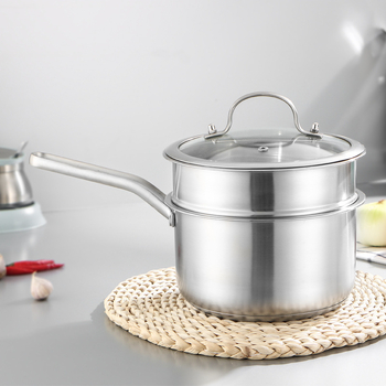 304 nerūdijančio plieno pieno puodas, mažas sriubos garintuvas, buitinis sutirštintas kūdikių maistas, karšto verdančio pieno puodas, universalus indukcinei viryklei