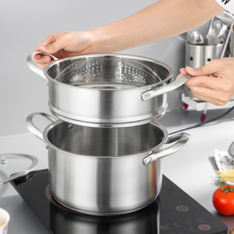 304 nerūdijančio plieno pieno puodas, mažas sriubos garintuvas, buitinis sutirštintas kūdikių maistas, karšto verdančio pieno puodas, universalus indukcinei viryklei