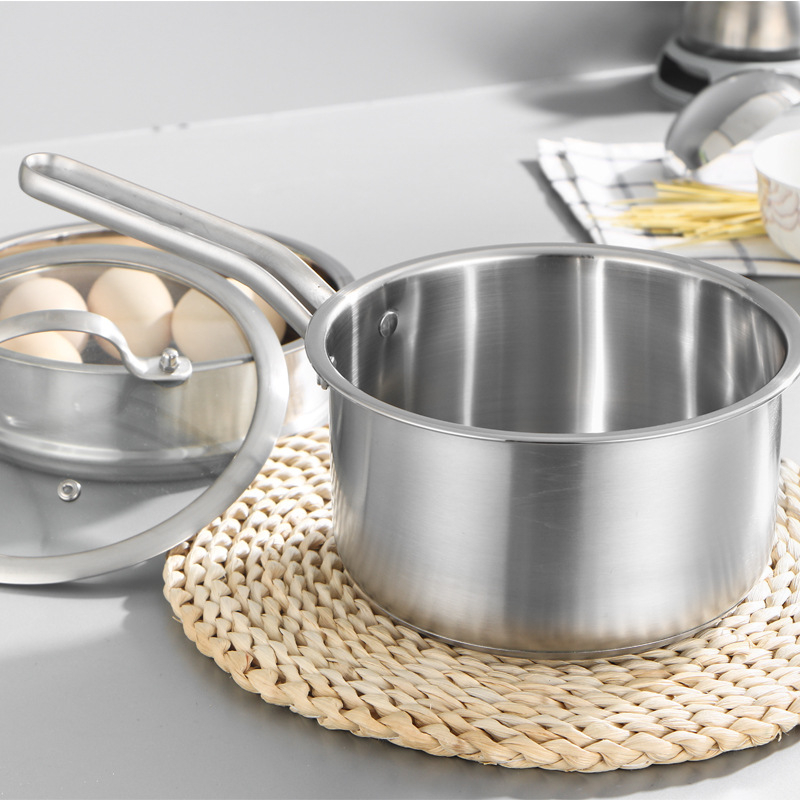 304 nerūdijančio plieno pieno puodas, mažas sriubos garintuvas, buitinis sutirštintas kūdikių maistas, karšto verdančio pieno puodas, universalus indukcinei viryklei