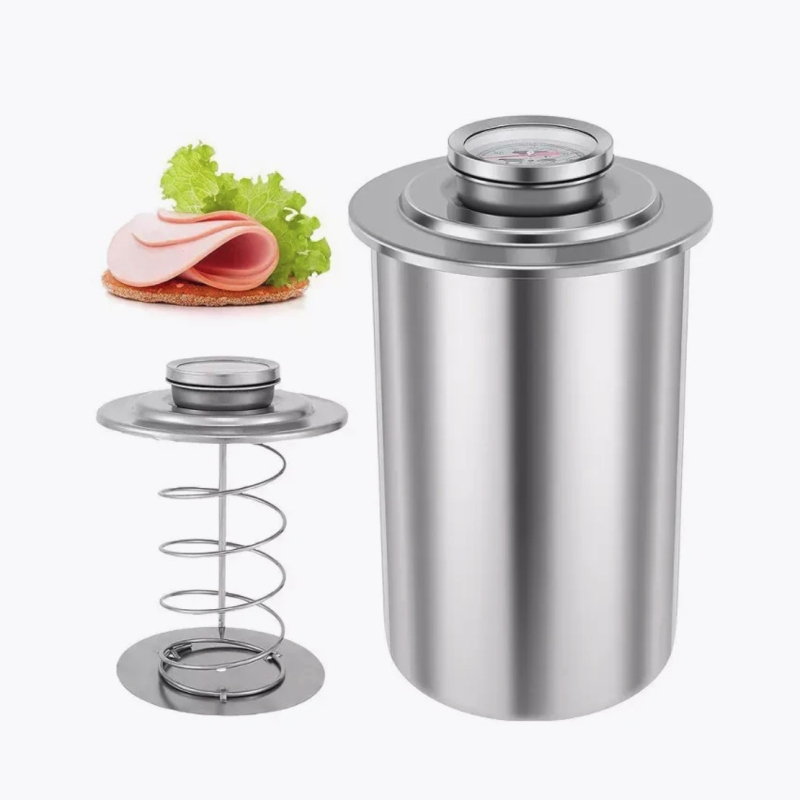 304 nerūsējošā tērauda tvaicēšanas gaļas spainis ar termometru gaļas plīts rūpnīcā noliktavā šķiņķa gatavošanas rīks šķiņķa ražotājs