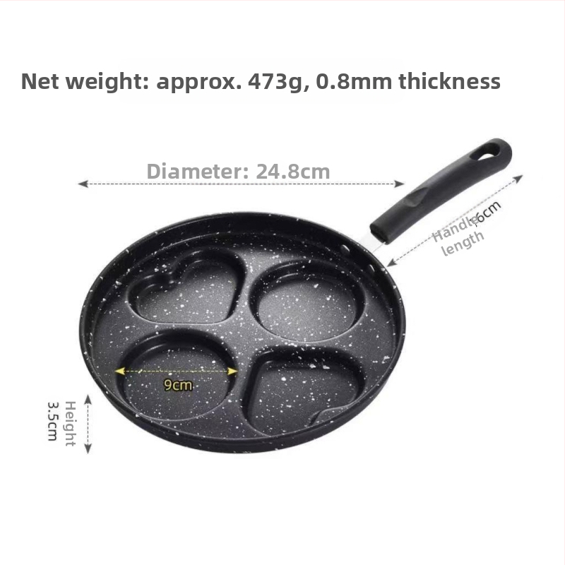 Kvadratinė keturių skylučių keptuvė kiaušinių mėsainiams širdies formos pusryčių keptuvė daugiaskylė blynas medicininis akmuo neprideganti keptuvės forma patogu