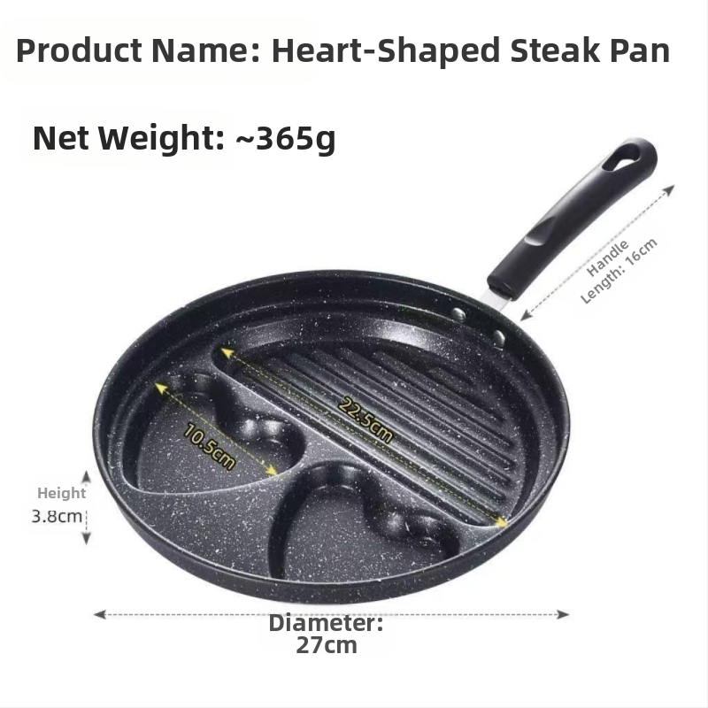 Kvadratinė keturių skylučių keptuvė kiaušinių mėsainiams širdies formos pusryčių keptuvė daugiaskylė blynas medicininis akmuo neprideganti keptuvės forma patogu