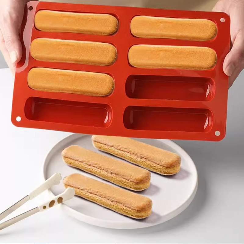 Silikoonist 8-osaline pikkade sõrmedega küpsisevorm, sigari-finantseerija vorm, ümmargune vahuvorm, jääšokolaadivorm