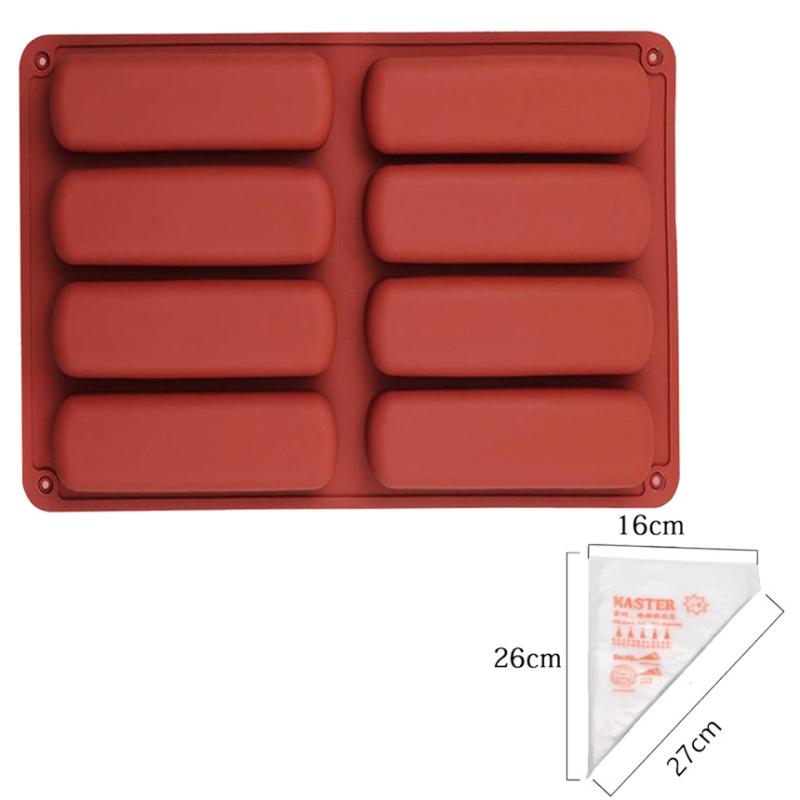 Silikoonist 8-osaline pikkade sõrmedega küpsisevorm, sigari-finantseerija vorm, ümmargune vahuvorm, jääšokolaadivorm