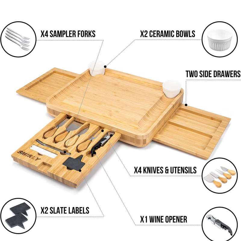 Sūrio lėkštė su sūrio peilių rinkiniu, keraminis dubuo, duonos deserto mentelė, pjaustymo lentelė, užkandžių lėkštė, „Crossborder“