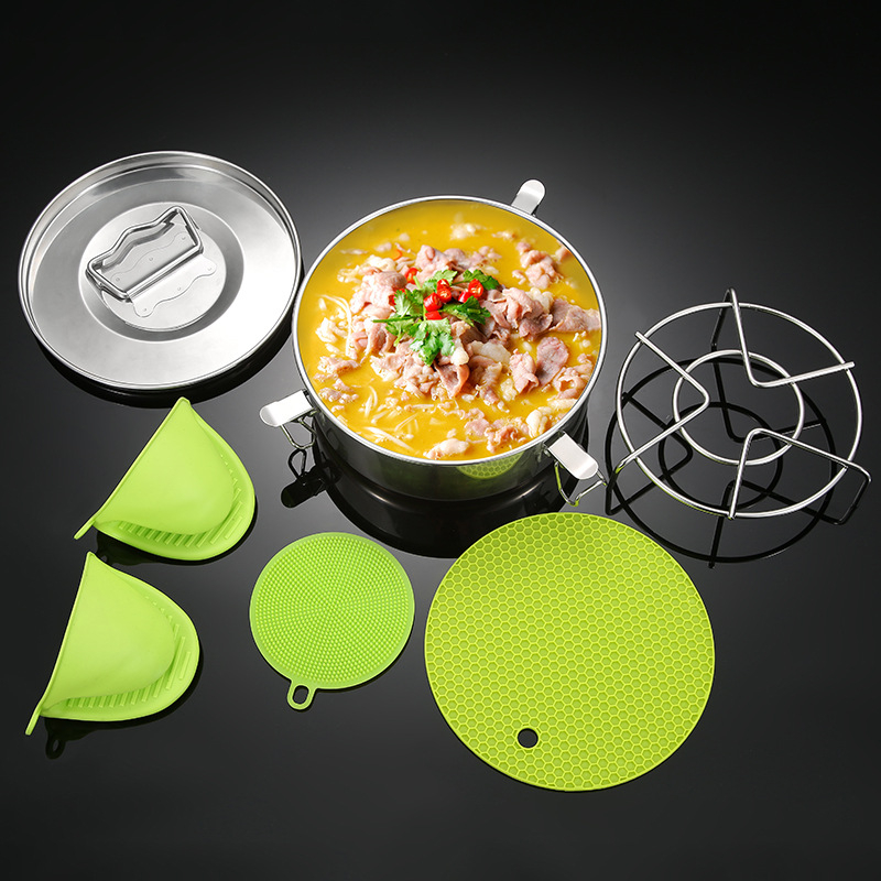 ♔ Pārrobežu 304 nerūsējošā tērauda tvaicētājs Daudzfunkcionāls tūlītējās gatavošanas katla piederumi Tvaicēšanas režģi Apaļa kūkas pīrāga forma