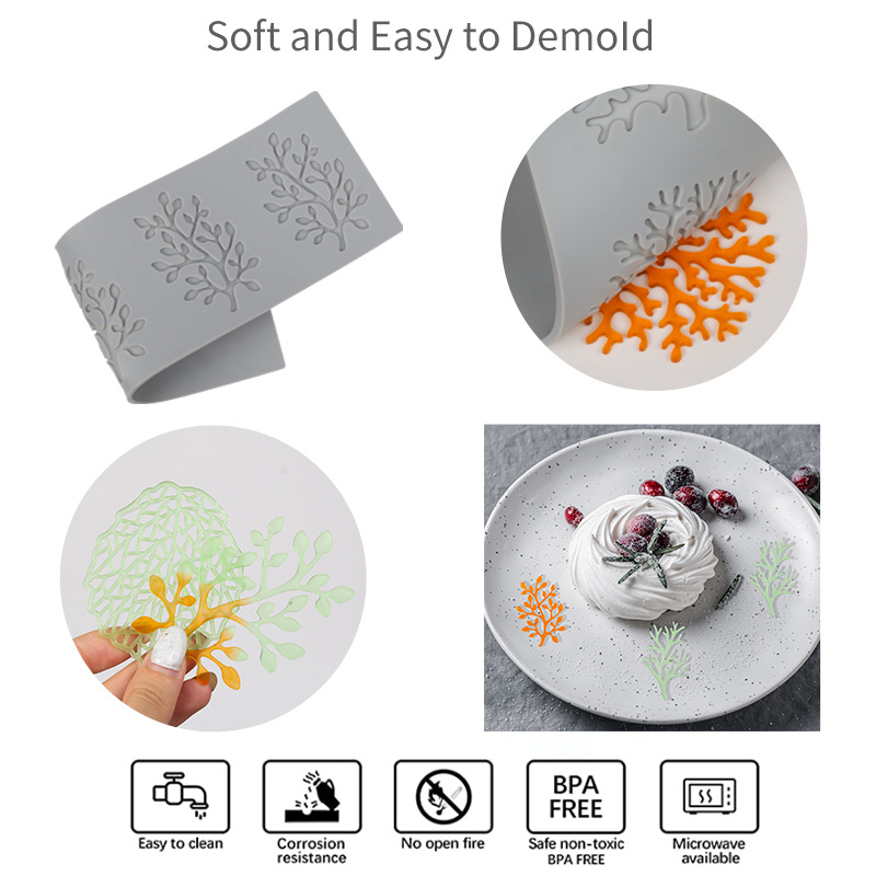 Sanxin Coral Leafs Rams Flip Sugar Lace Pad Silicone DIY Chocolate Plate Decorative Cake Mold Silicone