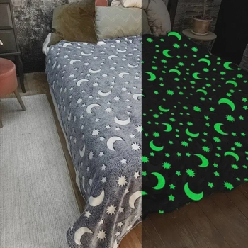 Nauja tarpvalstybinė flanelinė antklodė, šviečianti antklodė, vaikiška antklodė, sofos antklodė, oro kondicionieriaus antklodė, žvaigždėta žvaigždė, mėnulis, antklodės užvalkalas