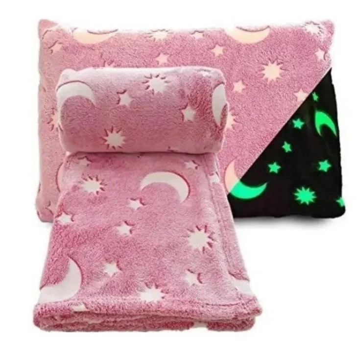 Nauja tarpvalstybinė flanelinė antklodė, šviečianti antklodė, vaikiška antklodė, sofos antklodė, oro kondicionieriaus antklodė, žvaigždėta žvaigždė, mėnulis, antklodės užvalkalas