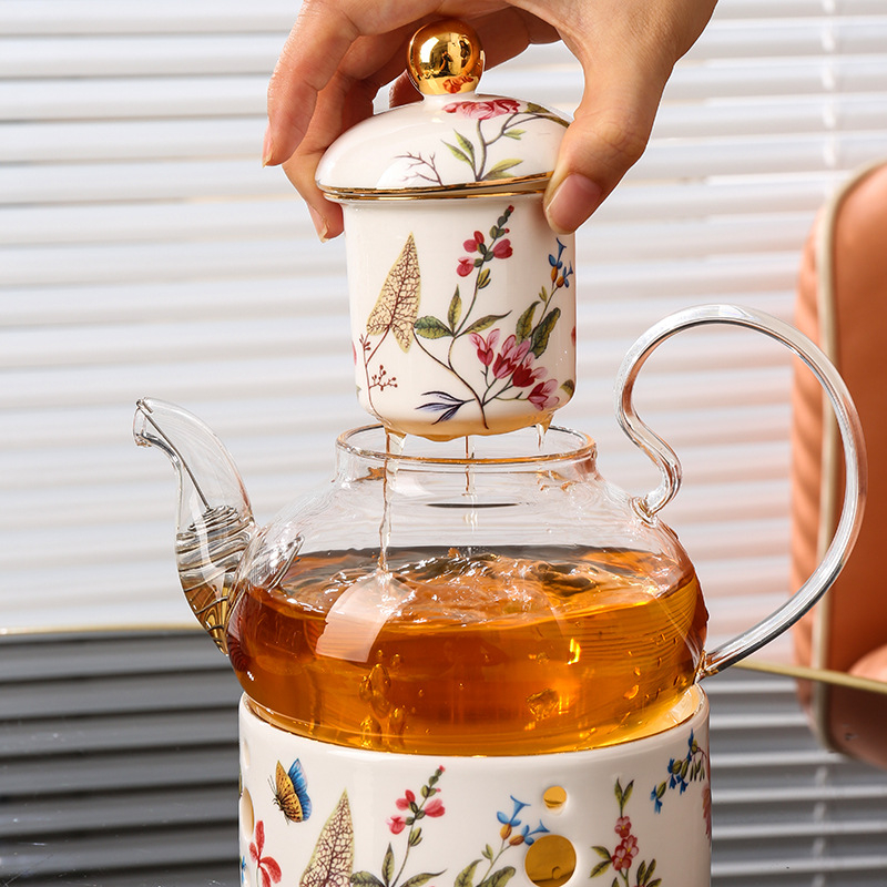 Meidao virágtartós tál, fűthető üveg teáskanna, szűrő teáskanna, gyümölcsvirág teáskanna, délutáni teakészlet