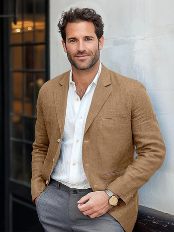 Διασυνοριακό Εξωτερικό Εμπόριο Amazon Ανδρικό Μονόχρωμο Βαμβακερό και Λινό Vintage Casual Επαγγελματικό Κοστούμι Νεανικό Κοστούμι Ευρωπαϊκού Μεγέθους