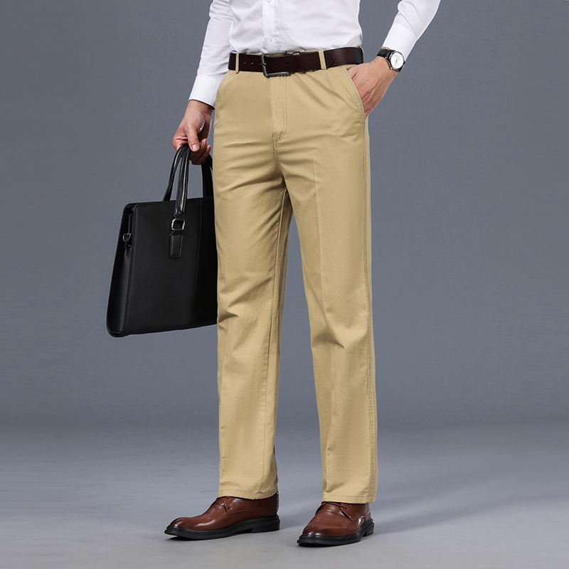 Pamut öltönynadrág apanadrág tavaszi-nyári vékony nadrág középkorú férfi lezser nadrág öltönynadrág egyenes szabású bő férfi nadrág