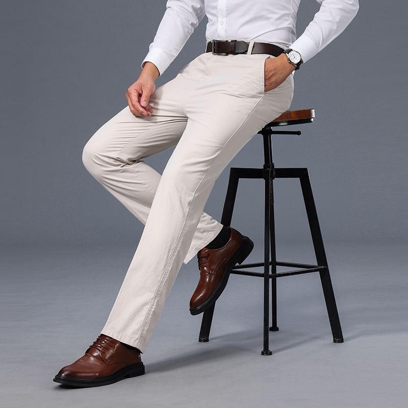 Pamut öltönynadrág apanadrág tavaszi-nyári vékony nadrág középkorú férfi lezser nadrág öltönynadrág egyenes szabású bő férfi nadrág