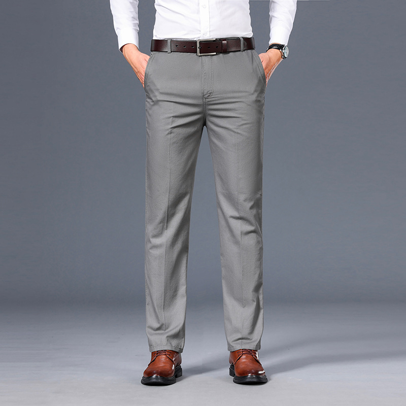 Pamut öltönynadrág apanadrág tavaszi-nyári vékony nadrág középkorú férfi lezser nadrág öltönynadrág egyenes szabású bő férfi nadrág