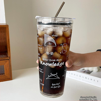 Μεγάλης χωρητικότητας γυάλινο ποτήρι ανθεκτικό στη θερμότητα 1000ml, δημιουργικό ακαδημαϊκό, υψηλής εμφάνισης, νέο οικιακό ποτήρι νερού 2024 για αγόρια και κορίτσια