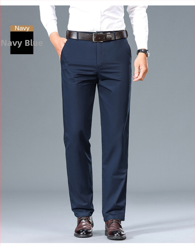 Tavaszi és őszi férfi nadrágok Férfi tiszta pamut nadrág Apuci üzleti hétköznapi nadrág Laza középkorú egyenes szárú nadrág