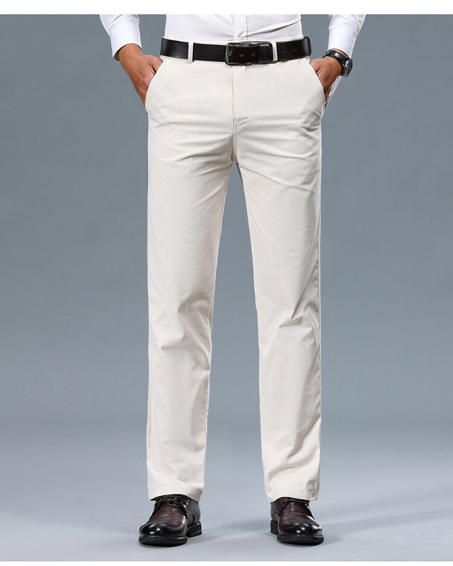Tavaszi és őszi férfi nadrágok Férfi tiszta pamut nadrág Apuci üzleti hétköznapi nadrág Laza középkorú egyenes szárú nadrág