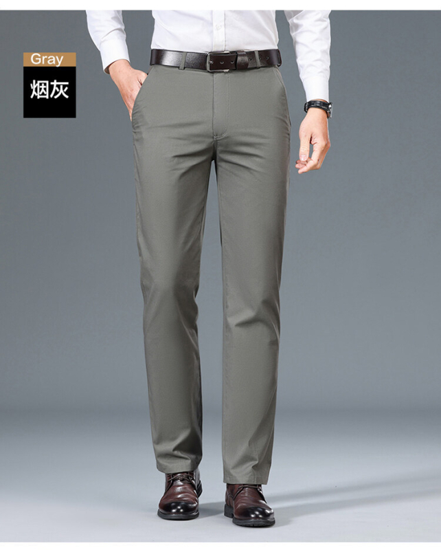 Tavaszi és őszi férfi nadrágok Férfi tiszta pamut nadrág Apuci üzleti hétköznapi nadrág Laza középkorú egyenes szárú nadrág