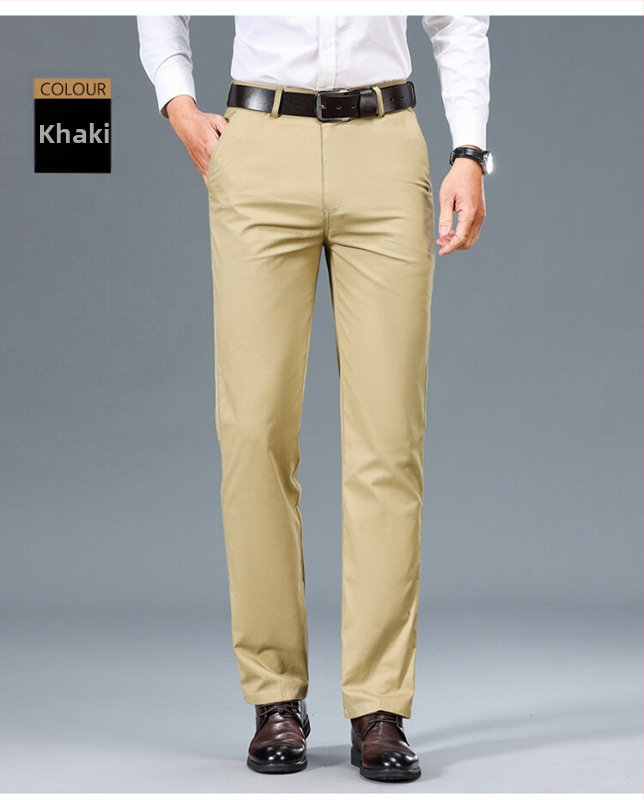 Tavaszi és őszi férfi nadrágok Férfi tiszta pamut nadrág Apuci üzleti hétköznapi nadrág Laza középkorú egyenes szárú nadrág