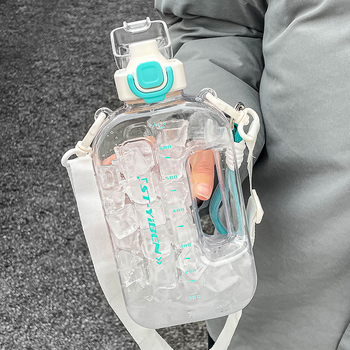 „Yiben“ personalizuotas kvadratinis puodelis, išvaizdus vandens puodelis, didelės talpos, atsparus kritimams, studentų sportinis plastikinis puodelis.