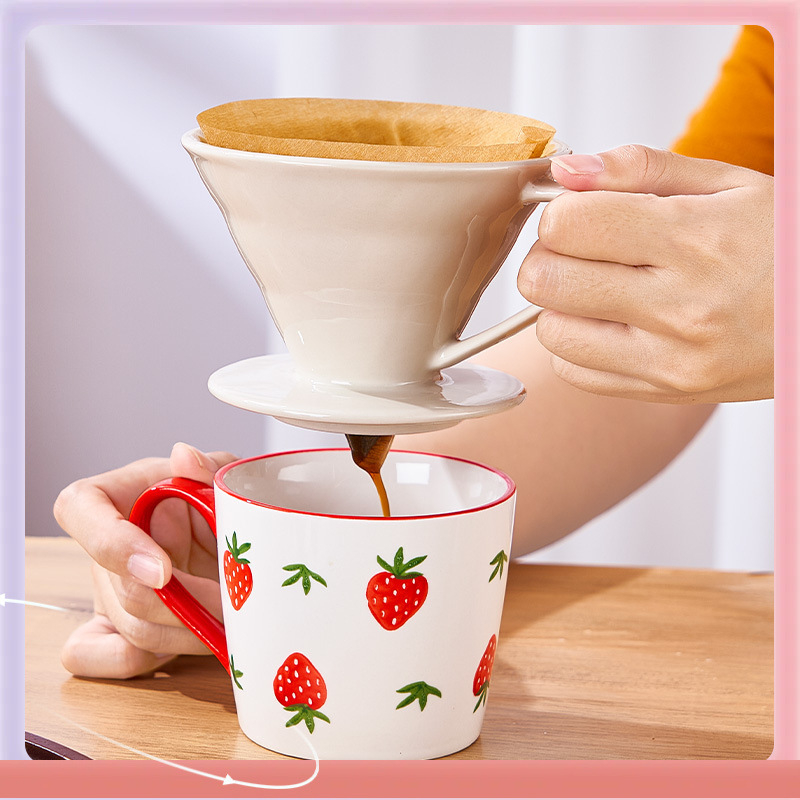 ✅ Keraminis kavos lašintuvas su kūginiu sriegiu namams, amerikietiško stiliaus piltuvo formos filtras su filtro popieriumi