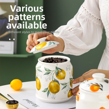 „Nordic ins“ stiliaus buitinis keraminis laikymo indas kavos užkandžių indelis virtuvėje, lengvas, prabangus virtuvės taukų grūdų indas su dangteliu
