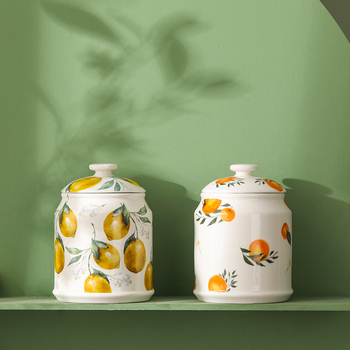 „Nordic ins“ stiliaus buitinis keraminis laikymo indas kavos užkandžių indelis virtuvėje, lengvas, prabangus virtuvės taukų grūdų indas su dangteliu