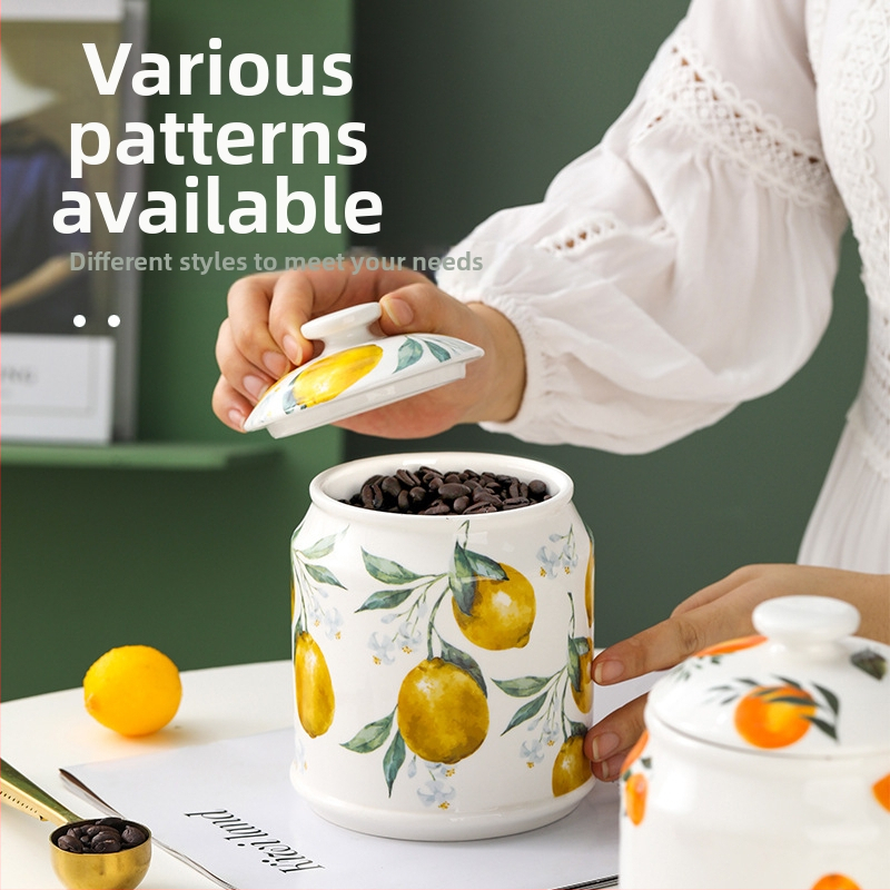 „Nordic ins“ stiliaus buitinis keraminis laikymo indas kavos užkandžių indelis virtuvėje, lengvas, prabangus virtuvės taukų grūdų indas su dangteliu