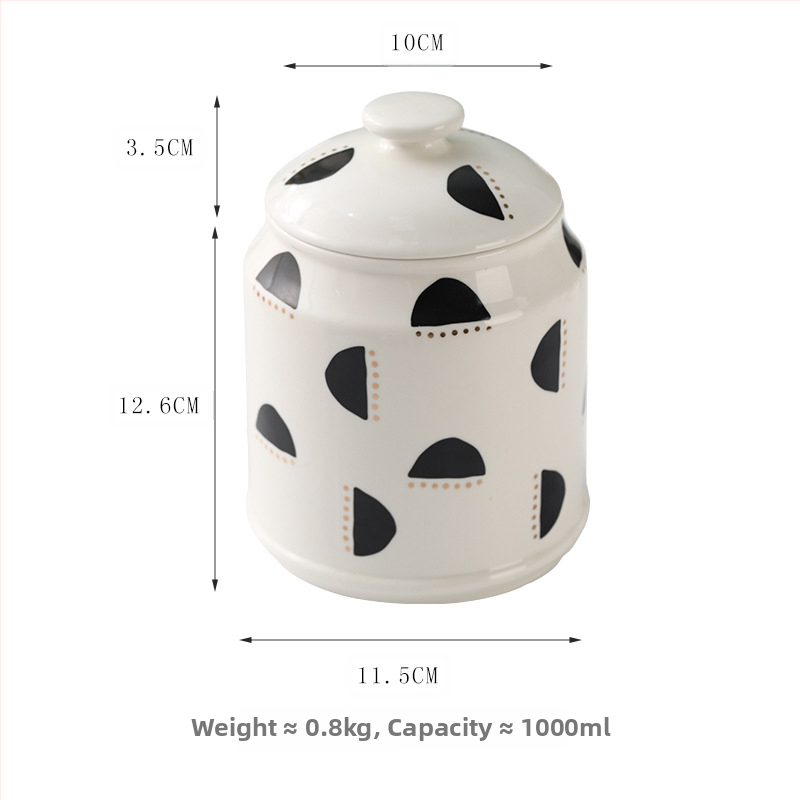 „Nordic ins“ stiliaus buitinis keraminis laikymo indas kavos užkandžių indelis virtuvėje, lengvas, prabangus virtuvės taukų grūdų indas su dangteliu