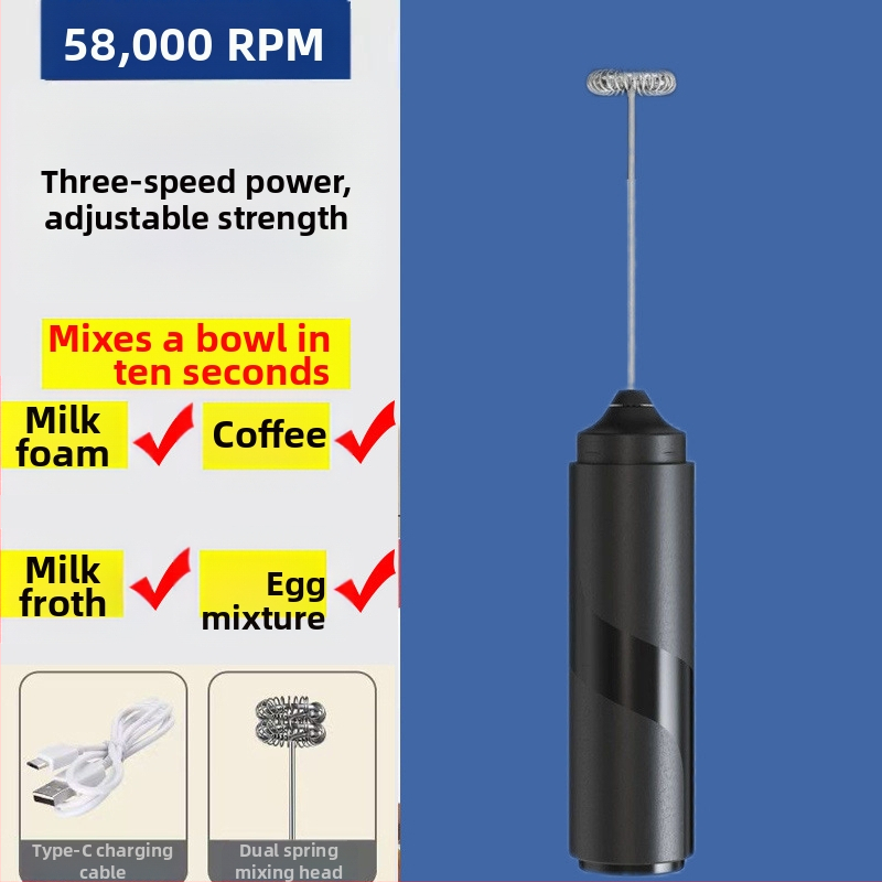 Pieno dangtelis, pieno putojimo aparatas, mini rankinis pieno maišytuvas, kavos maišytuvas, elektrinis buitinis mažas pieno maišytuvas