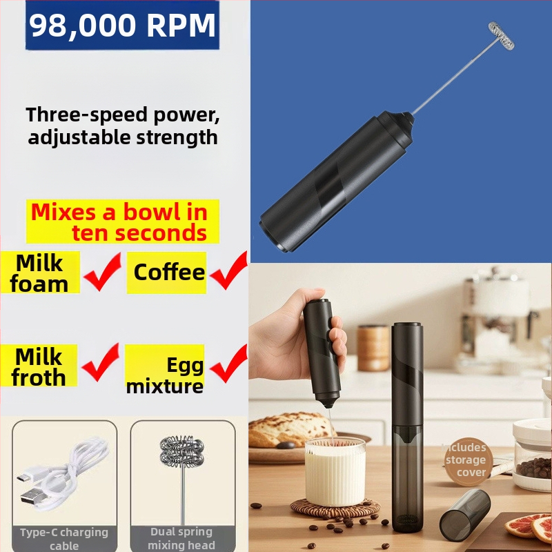 Pieno dangtelis, pieno putojimo aparatas, mini rankinis pieno maišytuvas, kavos maišytuvas, elektrinis buitinis mažas pieno maišytuvas