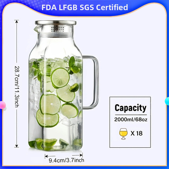 Υψηλή βοριοπυριτική γυάλινη κατσαρόλα νερού οικιακών εστιατορίων μεγάλης χωρητικότητας θερμομονωμένη πυκνωμένη κατσαρόλα χυμού φρούτων προηγμένη κατσαρόλα ποτών με αίσθηση κρύου νερού