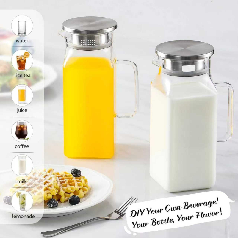 Υψηλή βοριοπυριτική γυάλινη κατσαρόλα νερού οικιακών εστιατορίων μεγάλης χωρητικότητας θερμομονωμένη πυκνωμένη κατσαρόλα χυμού φρούτων προηγμένη κατσαρόλα ποτών με αίσθηση κρύου νερού