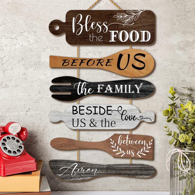 Határokon átnyúló fa konyhai dekorációs függőtábla, háztartási fa dekoratív függőtábla, beltéri falra szerelhető fa dekoratív medál