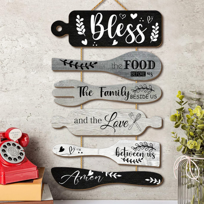 Határokon átnyúló fa konyhai dekorációs függőtábla, háztartási fa dekoratív függőtábla, beltéri falra szerelhető fa dekoratív medál