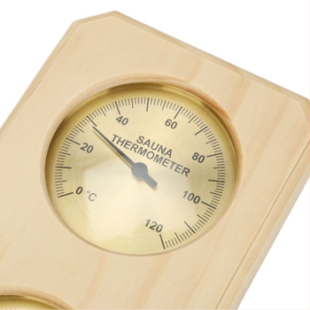 Mehaaniline pointertermomeeter-hügromeeter, kõrge niiskuskindlusega männipuidust raamiga higisaunaruumi spetsiaalne temperatuuri- ja niiskusmõõtur