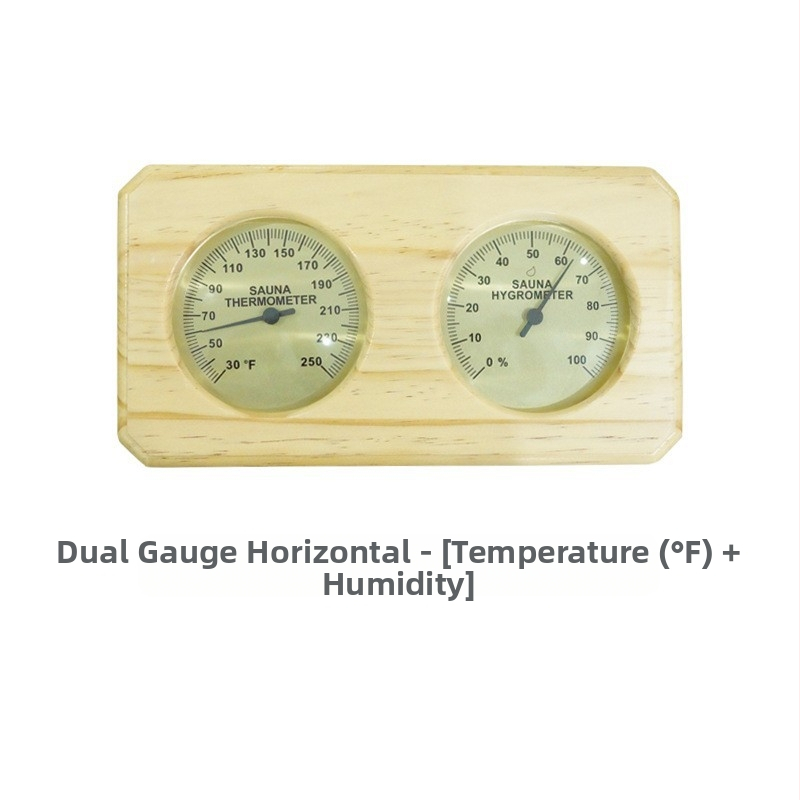 Mehaaniline pointertermomeeter-hügromeeter, kõrge niiskuskindlusega männipuidust raamiga higisaunaruumi spetsiaalne temperatuuri- ja niiskusmõõtur