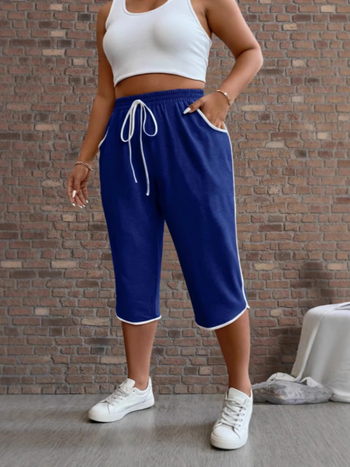 2025-ös nagy méretű Wish Aliexpress európai és amerikai határokon átnyúló új szexi kontrasztos színű sport hétköznapi rövidített nadrág nyári laza
