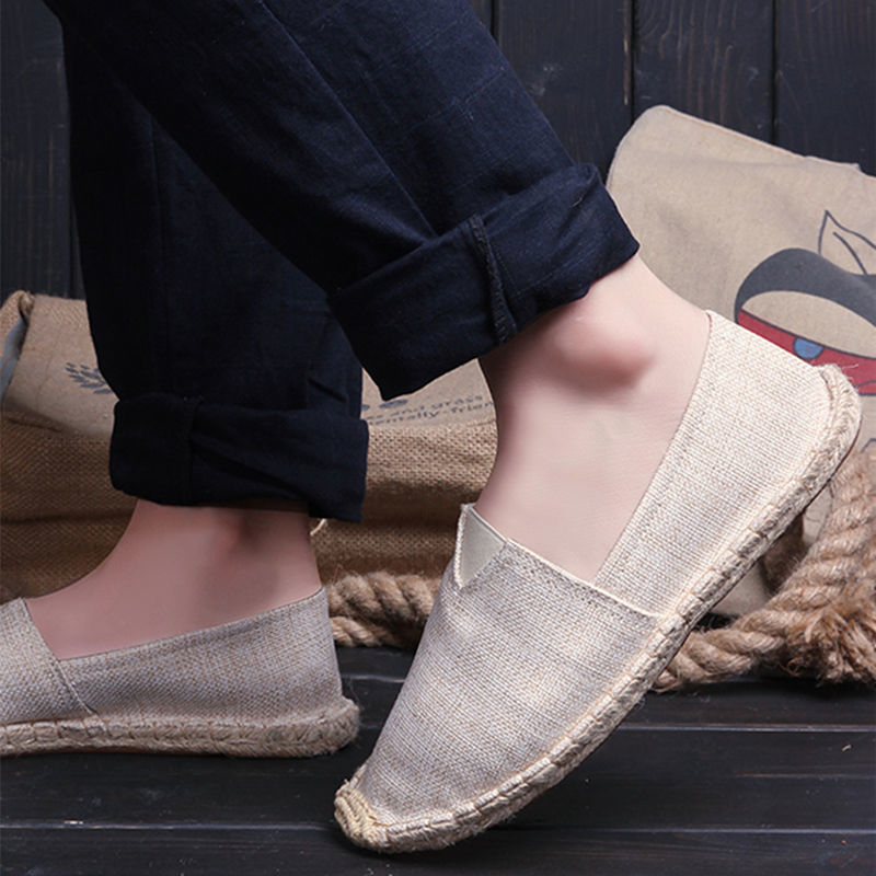 Suvised klassikalised kanepiköiest espadrillid meeste lõuendikingad linased laisad lamedad vabaajajalatsid hingavad kaluri Shenglongi kingad