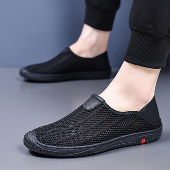 Νέα ανδρικά παπούτσια για άνοιξη και καλοκαίρι, casual παπούτσια, slip-on mesh, αναπνεύσιμο mesh, υφαντό με επιφάνεια που πετάει, διασυνοριακό ανδρικό sneaker για τρέξιμο