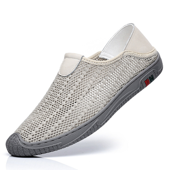Νέα ανδρικά παπούτσια για άνοιξη και καλοκαίρι, casual παπούτσια, slip-on mesh, αναπνεύσιμο mesh, υφαντό με επιφάνεια που πετάει, διασυνοριακό ανδρικό sneaker για τρέξιμο