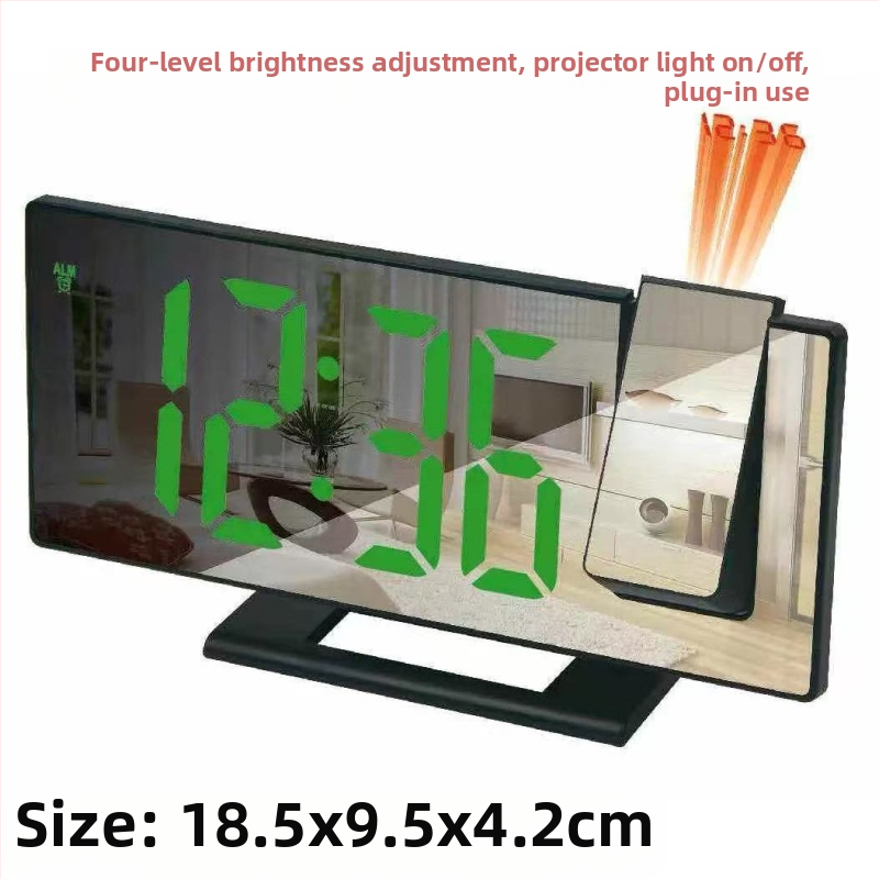 Ceas deșteptător cu proiecție în oglindă nouă, ecran mare, amânare mută, ceas electronic multifuncțional, ceas de birou digital luminos inteligent