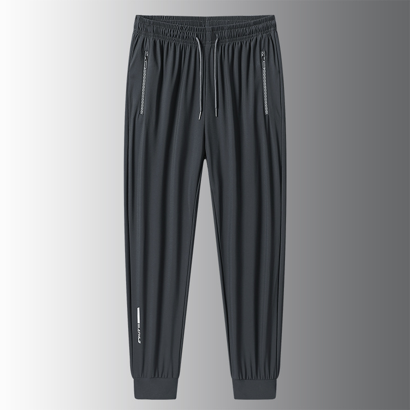 [Gyári outlet raktáron] Kiváló minőségű jég selyem nadrág férfi nyári vékony sport hétköznapi nadrág rugalmas anyagból