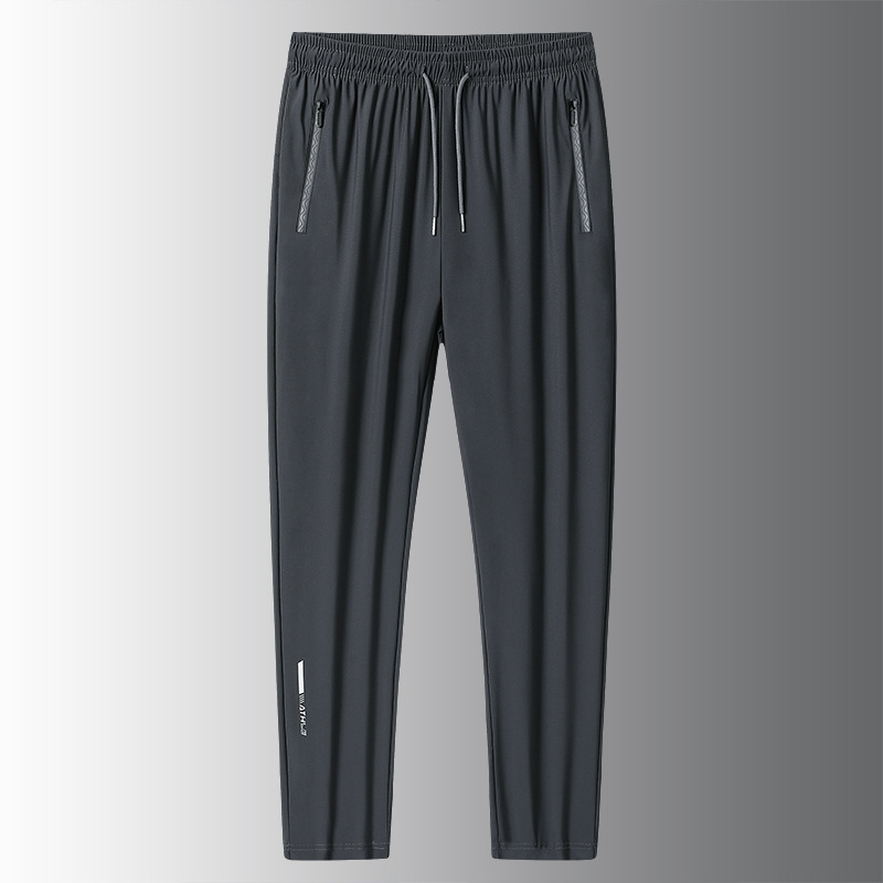 [Gyári outlet raktáron] Kiváló minőségű jég selyem nadrág férfi nyári vékony sport hétköznapi nadrág rugalmas anyagból