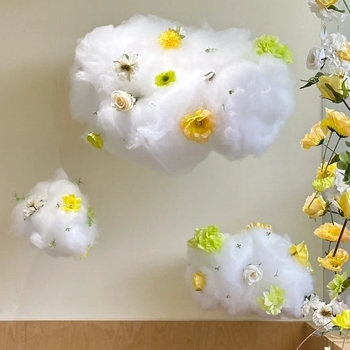 Σετ βιτρίνας διακόσμησης από βαμβάκι με σύννεφα, τεχνητά λευκά λουλούδια σύννεφων, DIY κρεμαστή διακόσμηση καταστήματος, εναέρια κρεμαστή διακοσμητική βιτρίνα